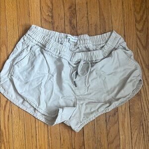 Aritzia Community Women's Drawstring Athletic Shorts in Light Beige